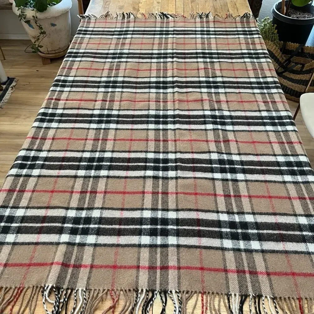 Farridoro Wool Blend Plaid Fringe Throw Blanket 48 x 65
